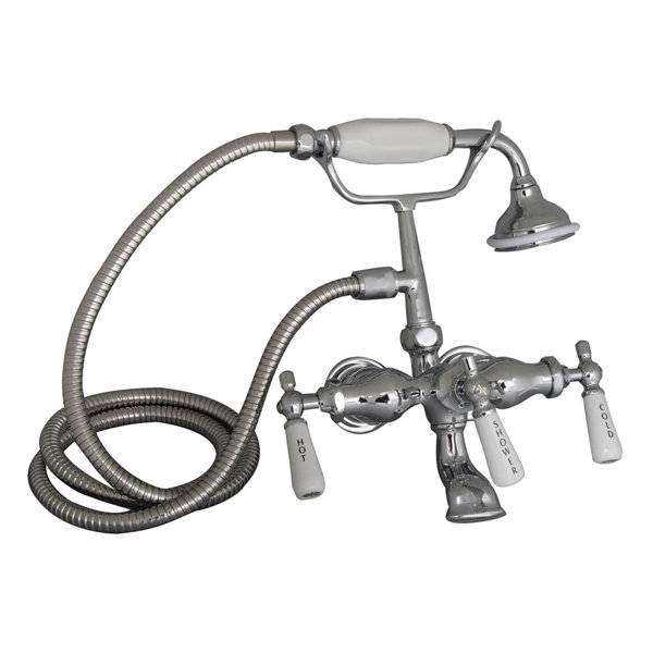 Barclay Triple Handle Wall Mounted Clawfoot Tub Faucet Trim with